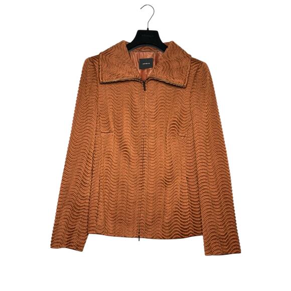 Akris Rust Textured Wool Blend Jacket Size 14 US - Picture 3 of 14
